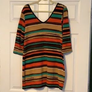 Mult-colored striped sweater dress